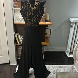 MSK Black lace top pantsuit.